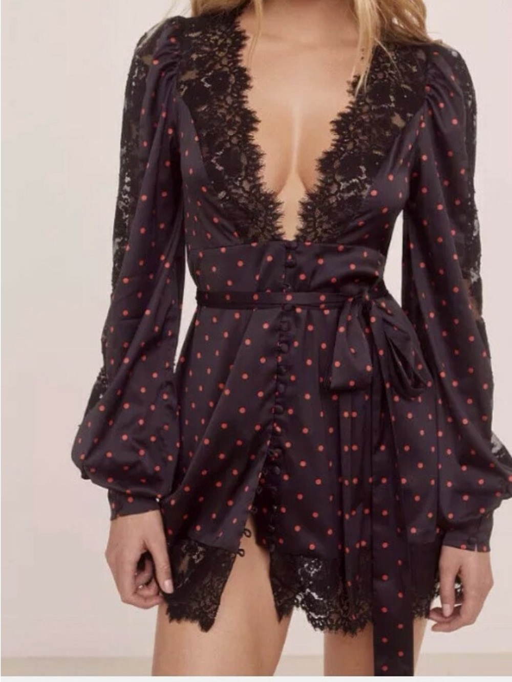 For Love and Lemons Melrose Polka Dot Robe Dress